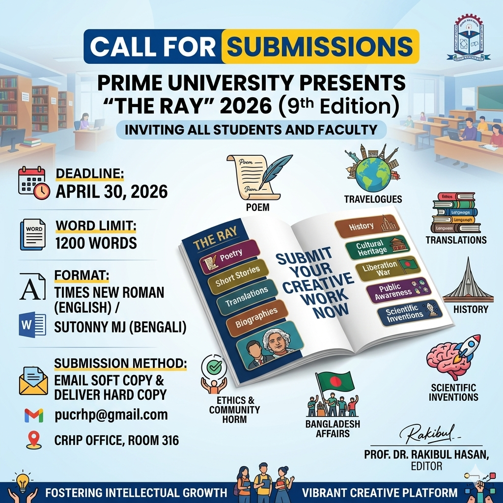 Prime University Invites Contributions for Annual Magazine "THE RAY"